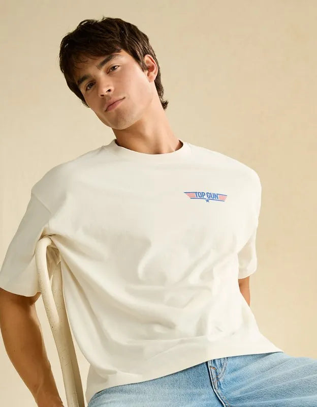 AE Boxy Fit Top Gun Graphic T-Shirt