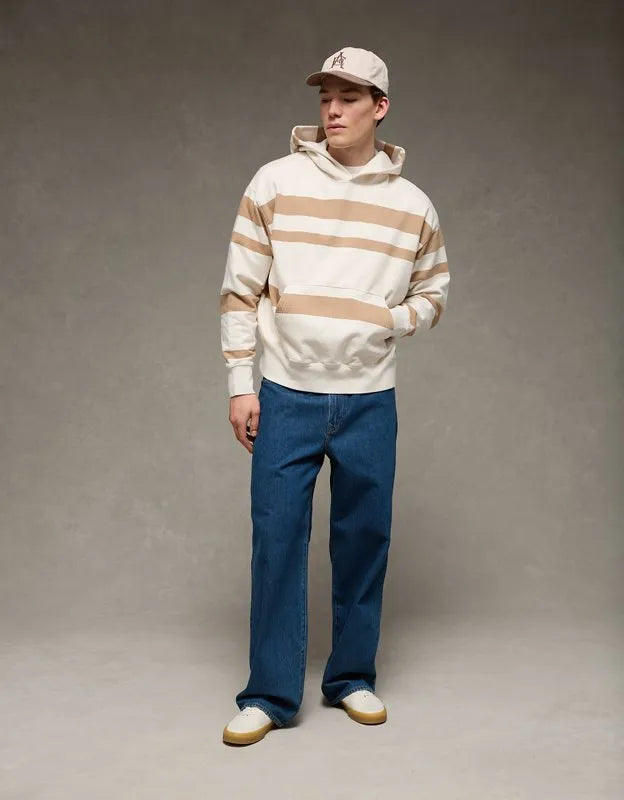 AE Laidback Luxe Relaxed Fit Striped Hoodie