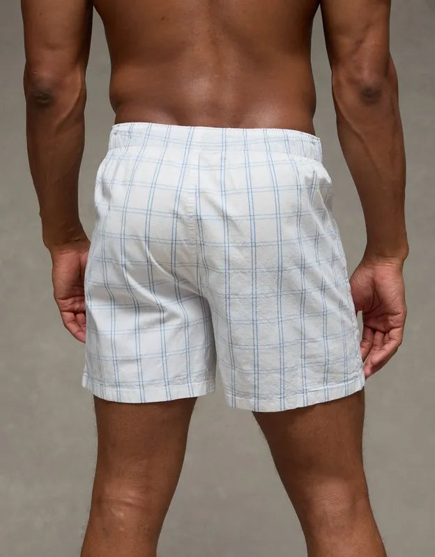 AEO Men's Plaid Stretch Cotton Boxer Short
