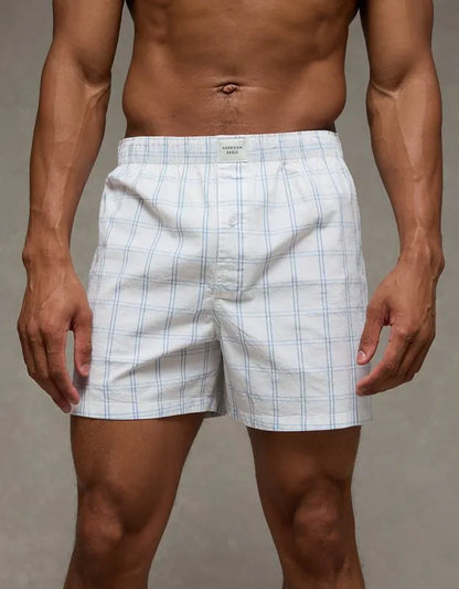 AEO Men's Plaid Stretch Cotton Boxer Short
