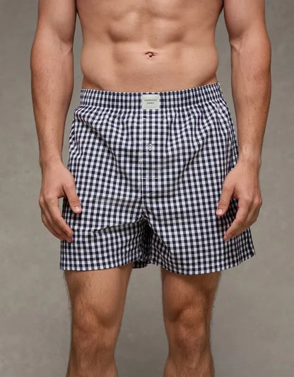 AEO Men's Plaid Stretch Cotton Boxer Short