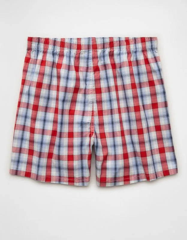 AEO Men's Plaid Stretch Cotton Boxer Short