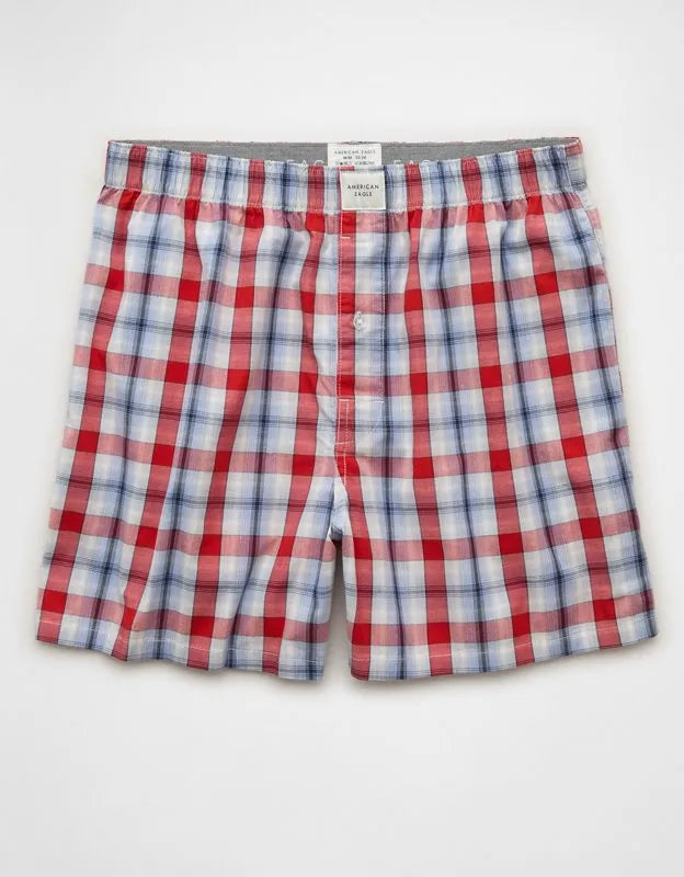 AEO Men's Plaid Stretch Cotton Boxer Short