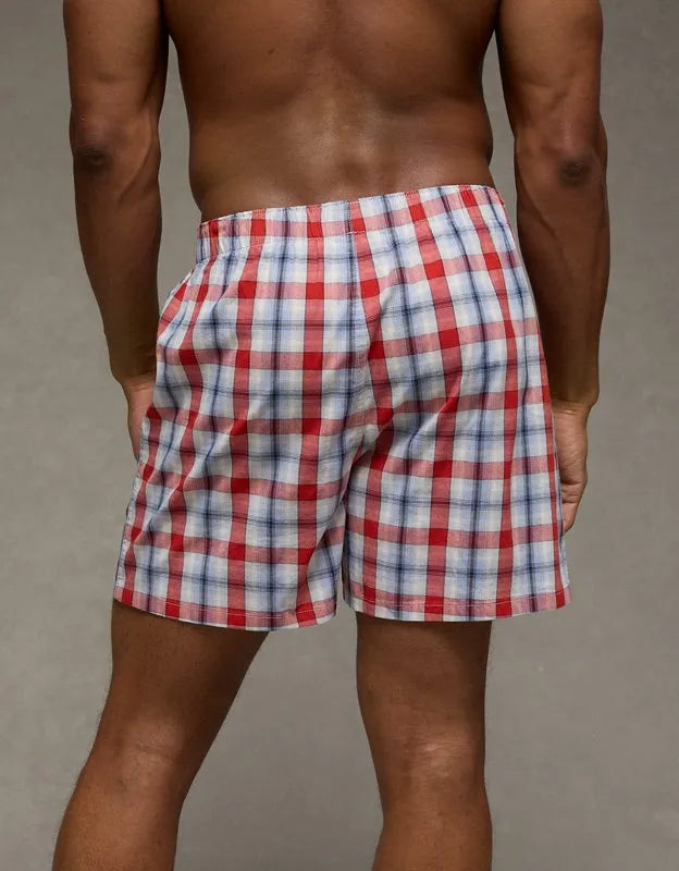 AEO Men's Plaid Stretch Cotton Boxer Short