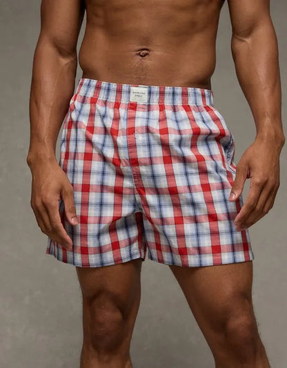 AEO Men's Plaid Stretch Cotton Boxer Short