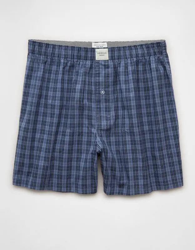 AEO Men's Plaid Stretch Cotton Boxer Short