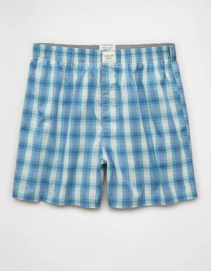 AEO Men's Plaid Stretch Cotton Boxer Short