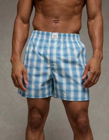 AEO Men's Plaid Stretch Cotton Boxer Short