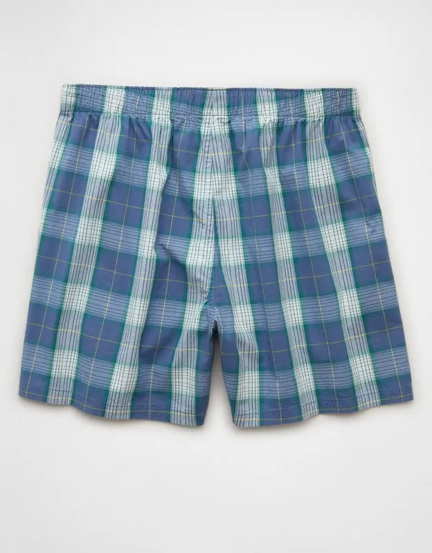 AEO Men's Plaid Stretch Cotton Boxer Short