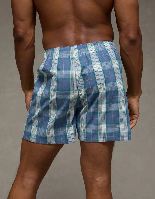 AEO Men's Plaid Stretch Cotton Boxer Short