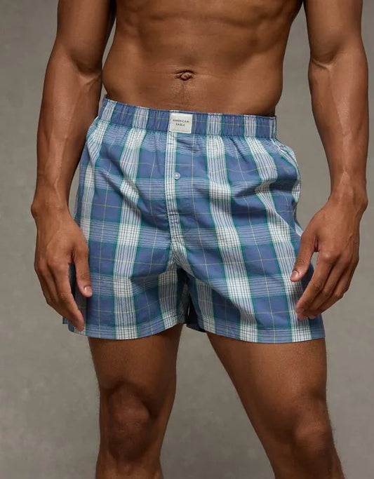 AEO Men's Plaid Stretch Cotton Boxer Short