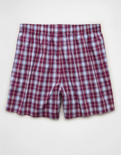 AEO Men's Plaid Stretch Cotton Boxer Short
