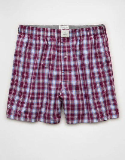AEO Men's Plaid Stretch Cotton Boxer Short