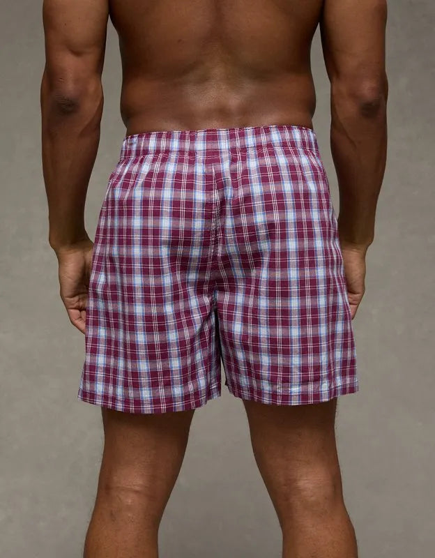AEO Men's Plaid Stretch Cotton Boxer Short