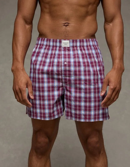 AEO Men's Plaid Stretch Cotton Boxer Short