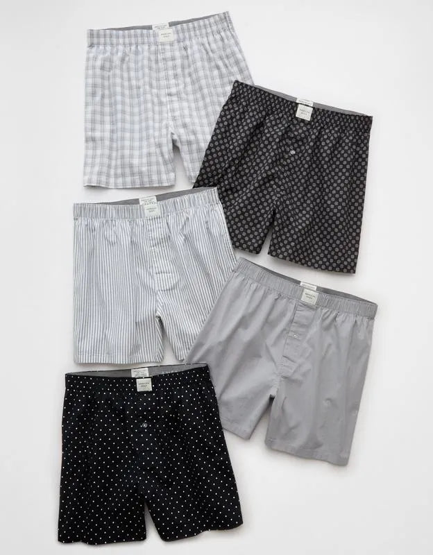 AEO Men's Stretch Cotton Boxer Short 5-Pack