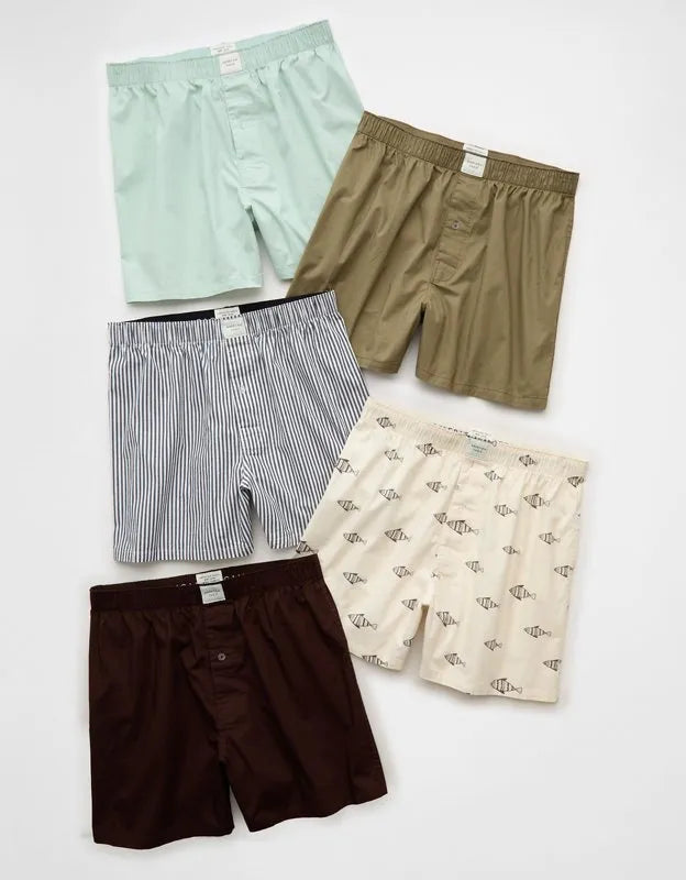 AEO Men's Stretch Cotton Boxer Short 5-Pack