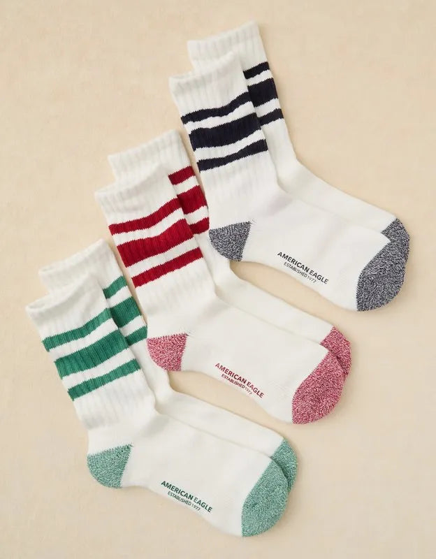 AE Retro Stripe Crew Socks 3-Pack