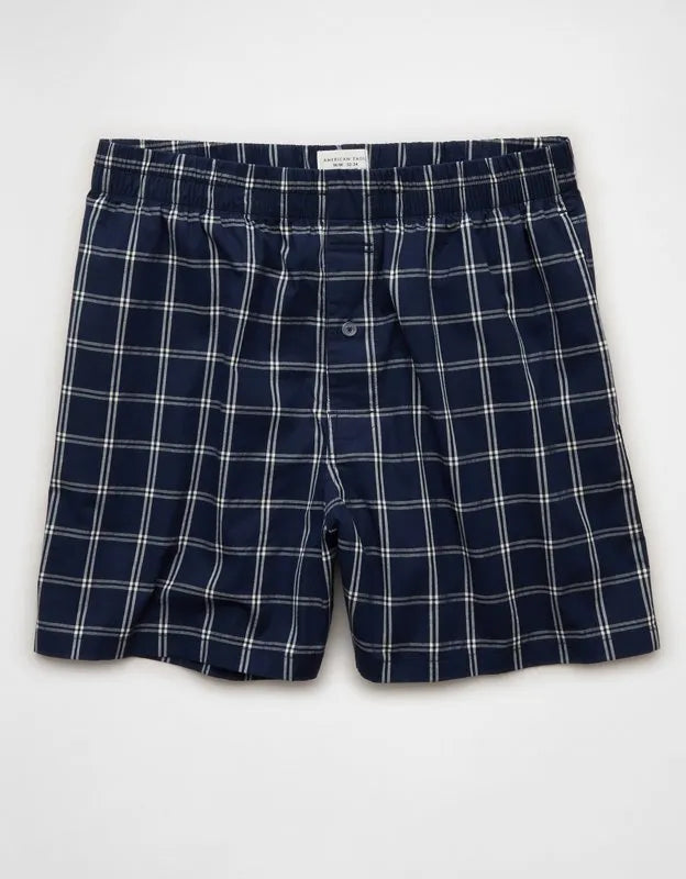 AEO Men's Poplin Plaid Classic Pocket Boxer Short
