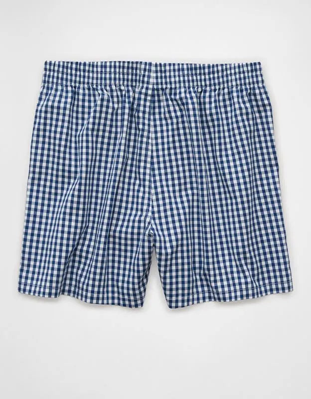 AEO Men's Plaid Poplin Pocket Boxer Short