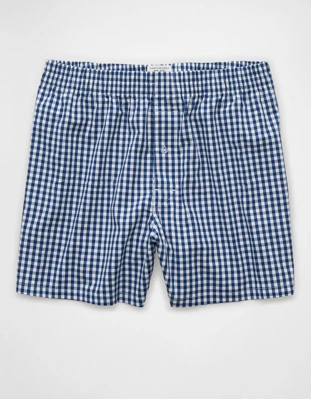 AEO Men's Plaid Poplin Pocket Boxer Short