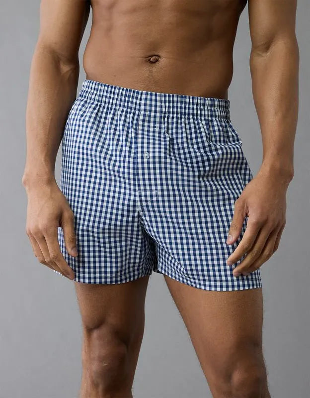 AEO Men's Plaid Poplin Pocket Boxer Short