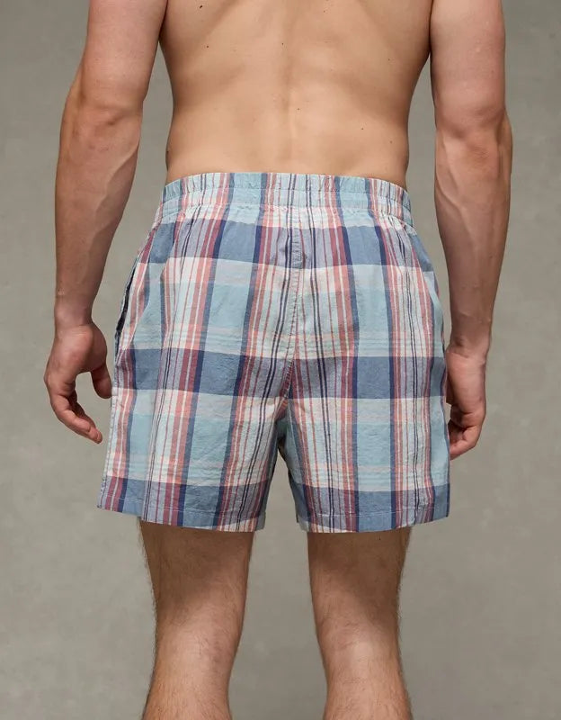 AEO Men's Poplin Plaid Classic Pocket Boxer Short