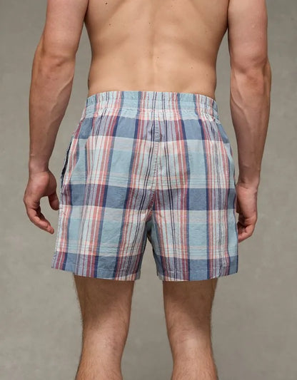 AEO Men's Poplin Plaid Classic Pocket Boxer Short