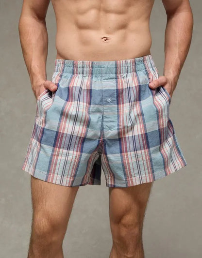AEO Men's Poplin Plaid Classic Pocket Boxer Short