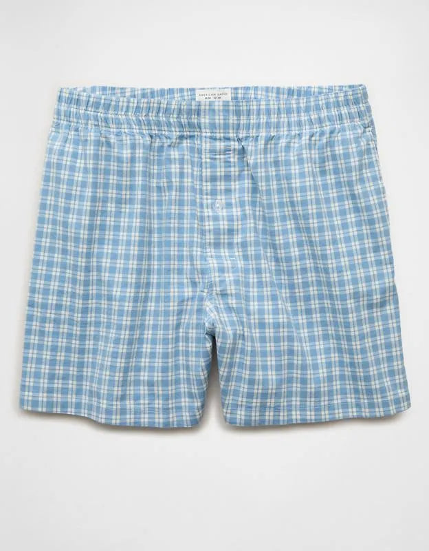 AEO Men's Poplin Plaid Classic Pocket Boxer Short