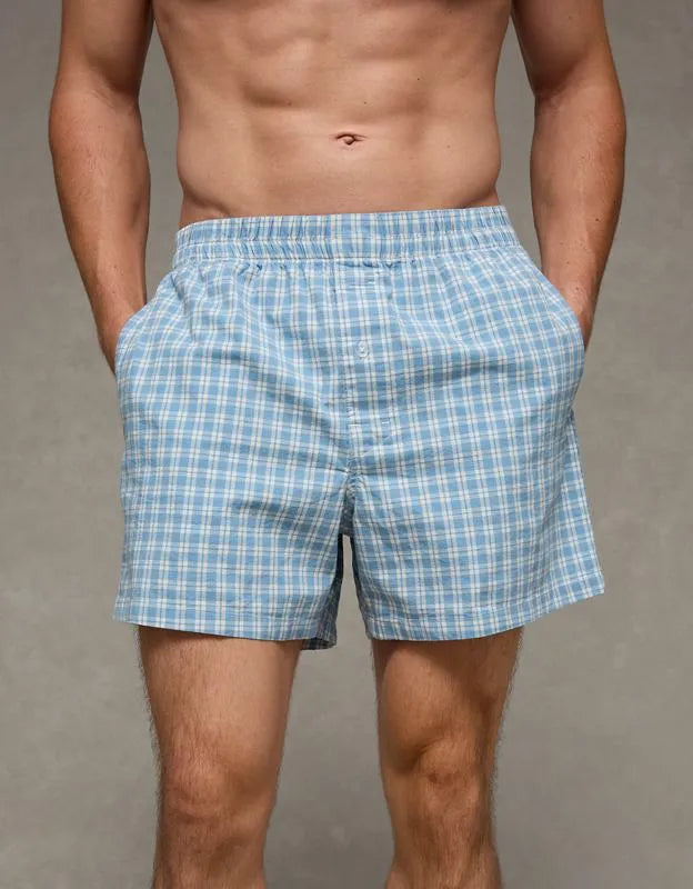 AEO Men's Poplin Plaid Classic Pocket Boxer Short