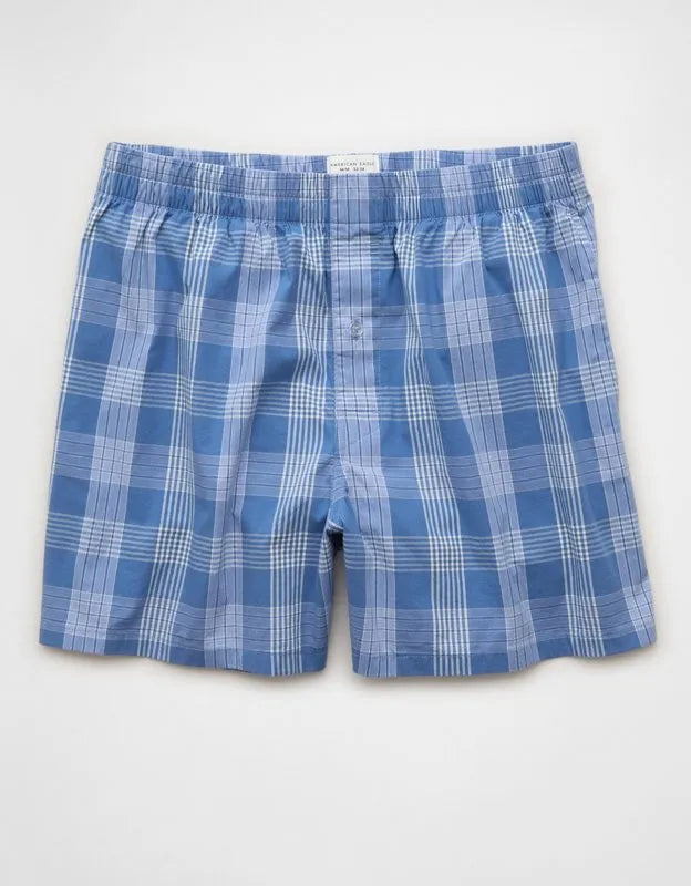 AEO Men's Poplin Plaid Classic Pocket Boxer Short