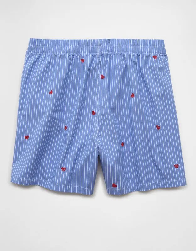 AEO Men's Striped Hearts Poplin Pocket Boxer Short