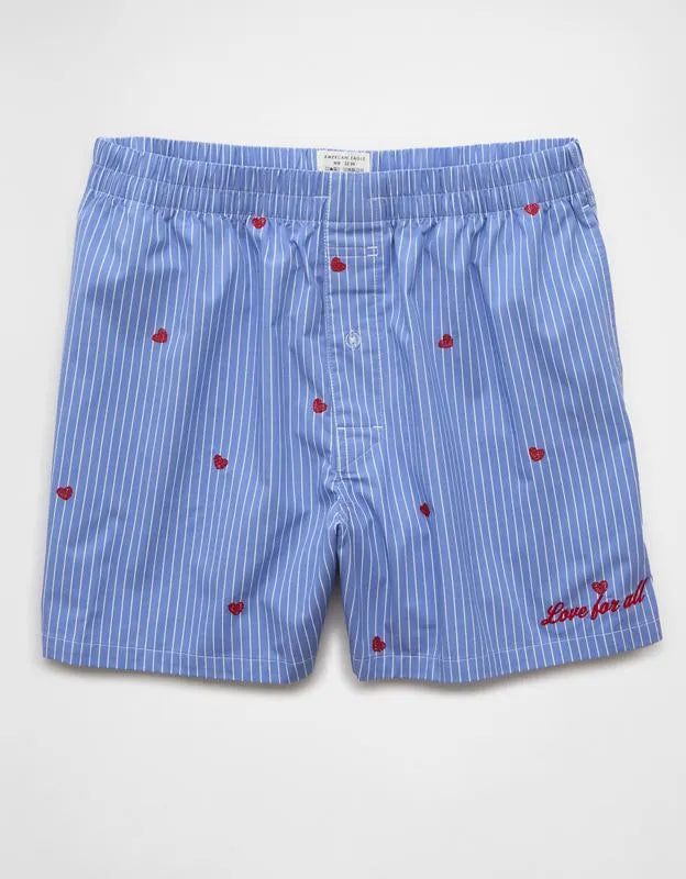 AEO Men's Striped Hearts Poplin Pocket Boxer Short