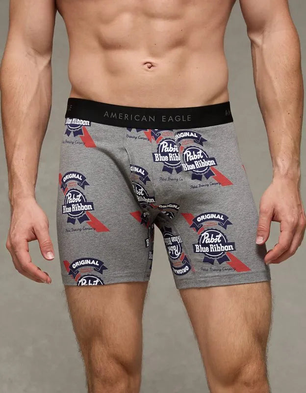 AEO Men's Pabst Blue Ribbon 6" Classic Cotton Boxer Brief