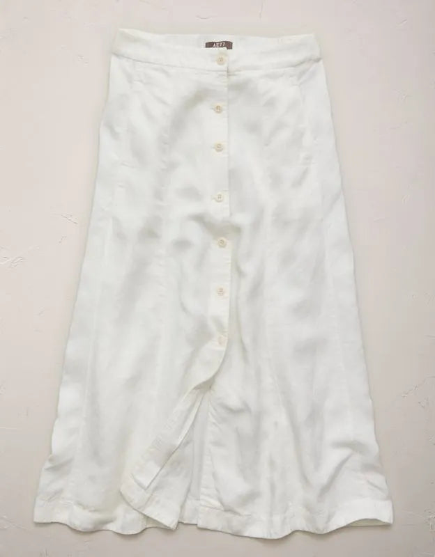 AE77 Linen-Blend Maxi Skirt