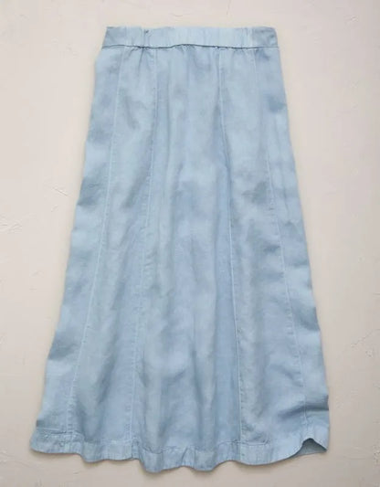 AE77 Linen-Blend Maxi Skirt