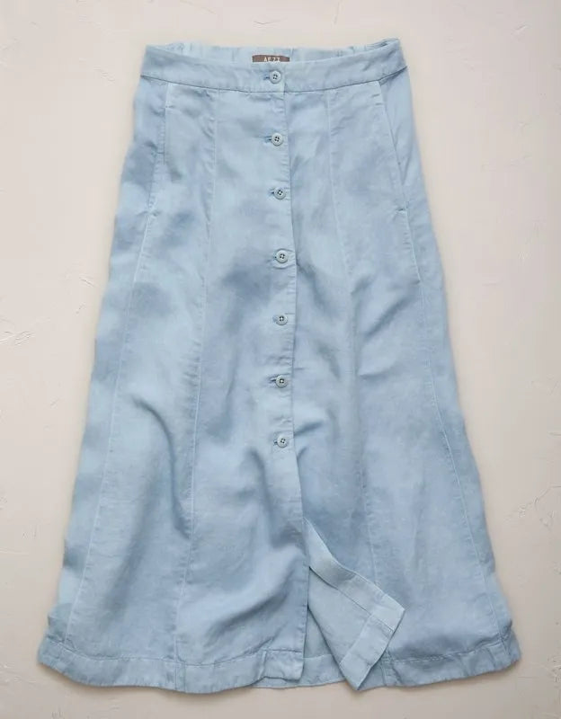 AE77 Linen-Blend Maxi Skirt