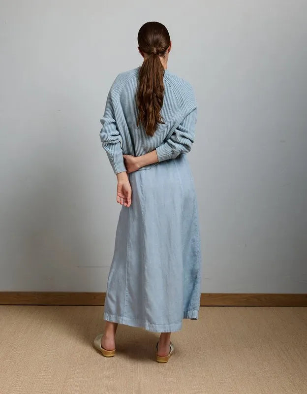 AE77 Linen-Blend Maxi Skirt