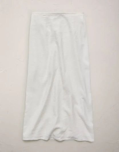 AE77 Linen-Blend Wrap Midi Skirt