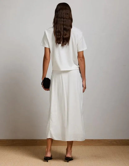 AE77 Linen-Blend Wrap Midi Skirt