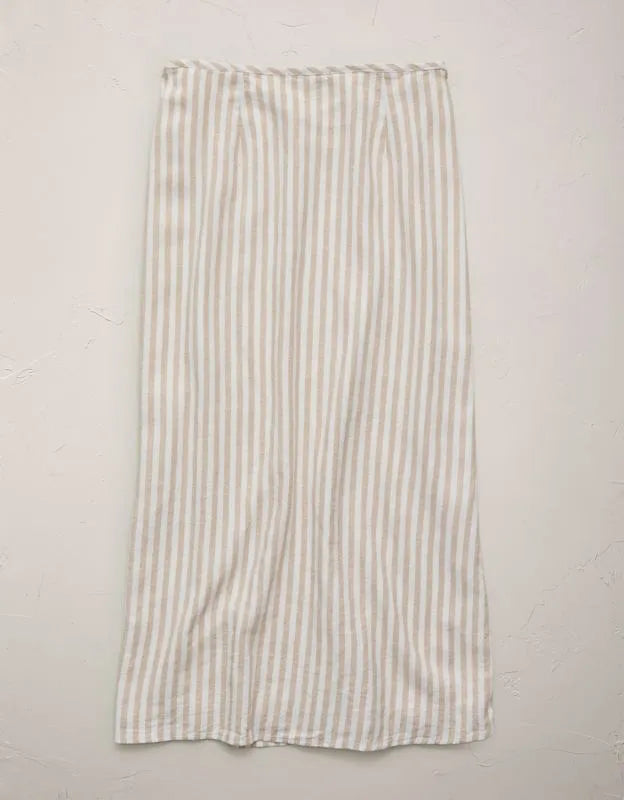 AE77 Linen-Blend Wrap Midi Skirt