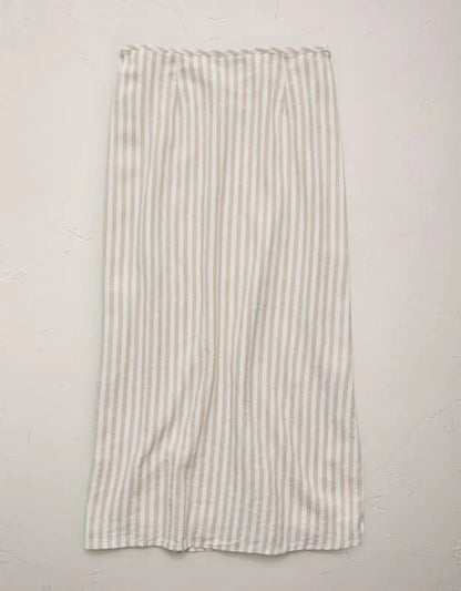 AE77 Linen-Blend Wrap Midi Skirt