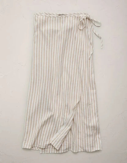 AE77 Linen-Blend Wrap Midi Skirt