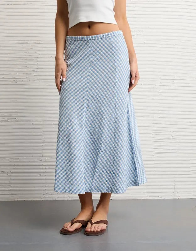 AE Linen-Blend Midi Skirt