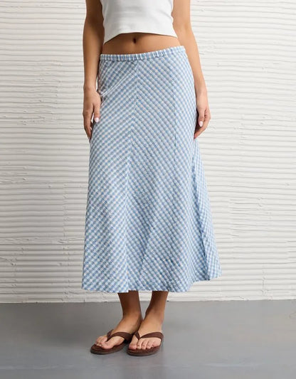 AE Linen-Blend Midi Skirt