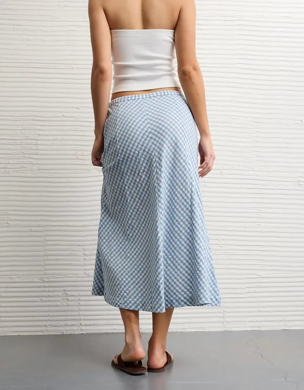 AE Linen-Blend Midi Skirt