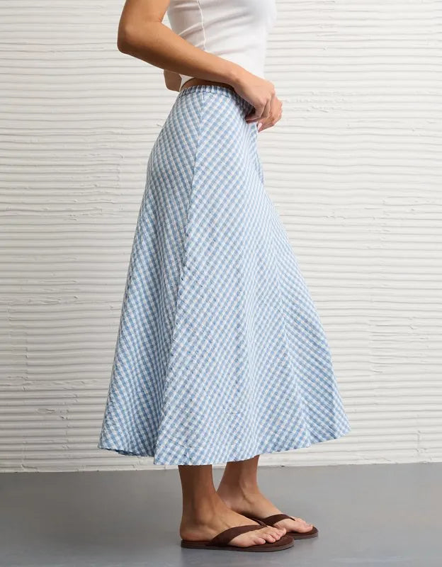 AE Linen-Blend Midi Skirt