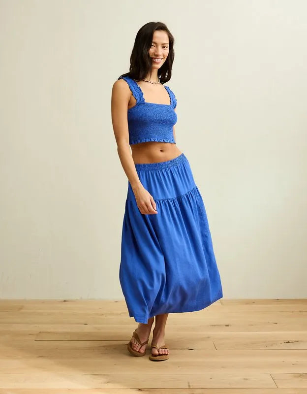 AE Mid-Rise Linen-Blend Maxi Skirt