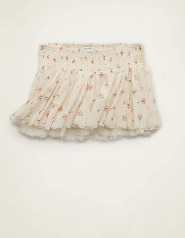 AE Low-Rise Smocked-Waist Micro Skirt